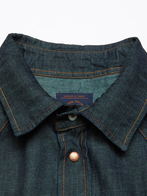 PIETRO HALONG SHIRT, MID BLUE DENIM