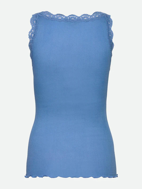 RWBALTA MODAL SL LACE U NECK TOP, AZURE BLUE