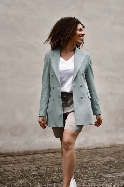 BLAZER DOUBLE BREASTED, ACQUAMARINA