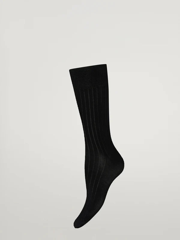 LUXURY COTTON RIB SOCKS, BLACK