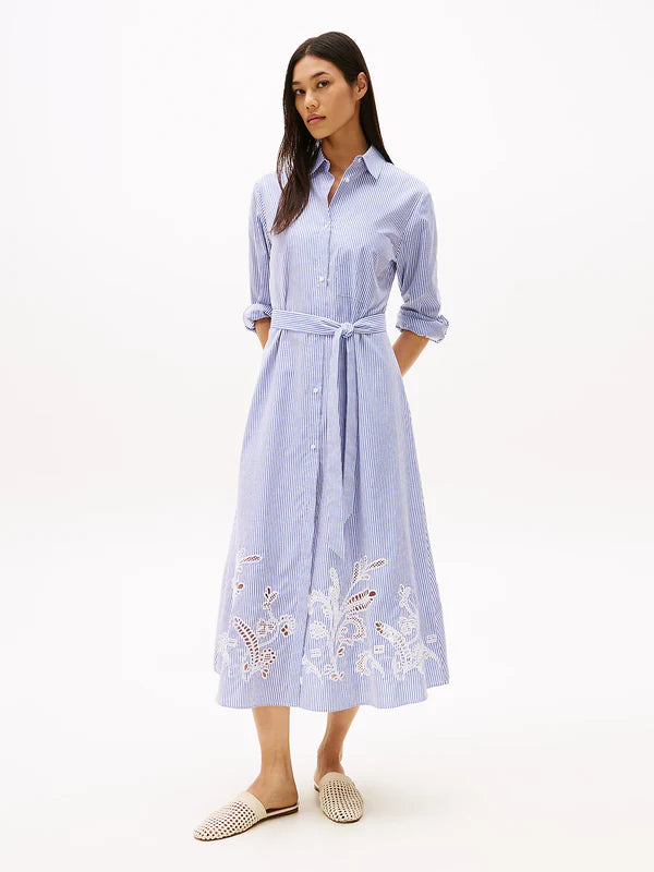 BRODERIE ANGLAISE CO SHIRT DRESS, CLASSIC ITHACA/COBALT BLUE