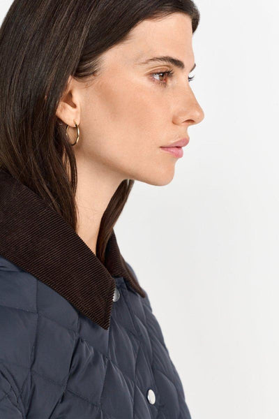 Padded Jacket w/ Corduroy Collar, Midnight Blue