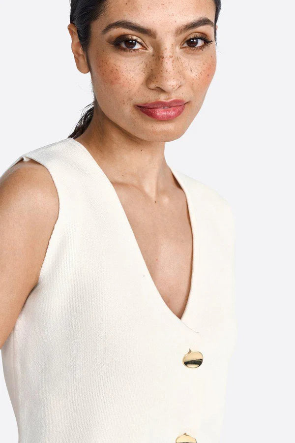 Knit Assymetric Vest, Pearl White