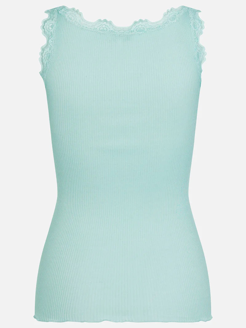 Silk top w/ Lace, Caribbean Sea