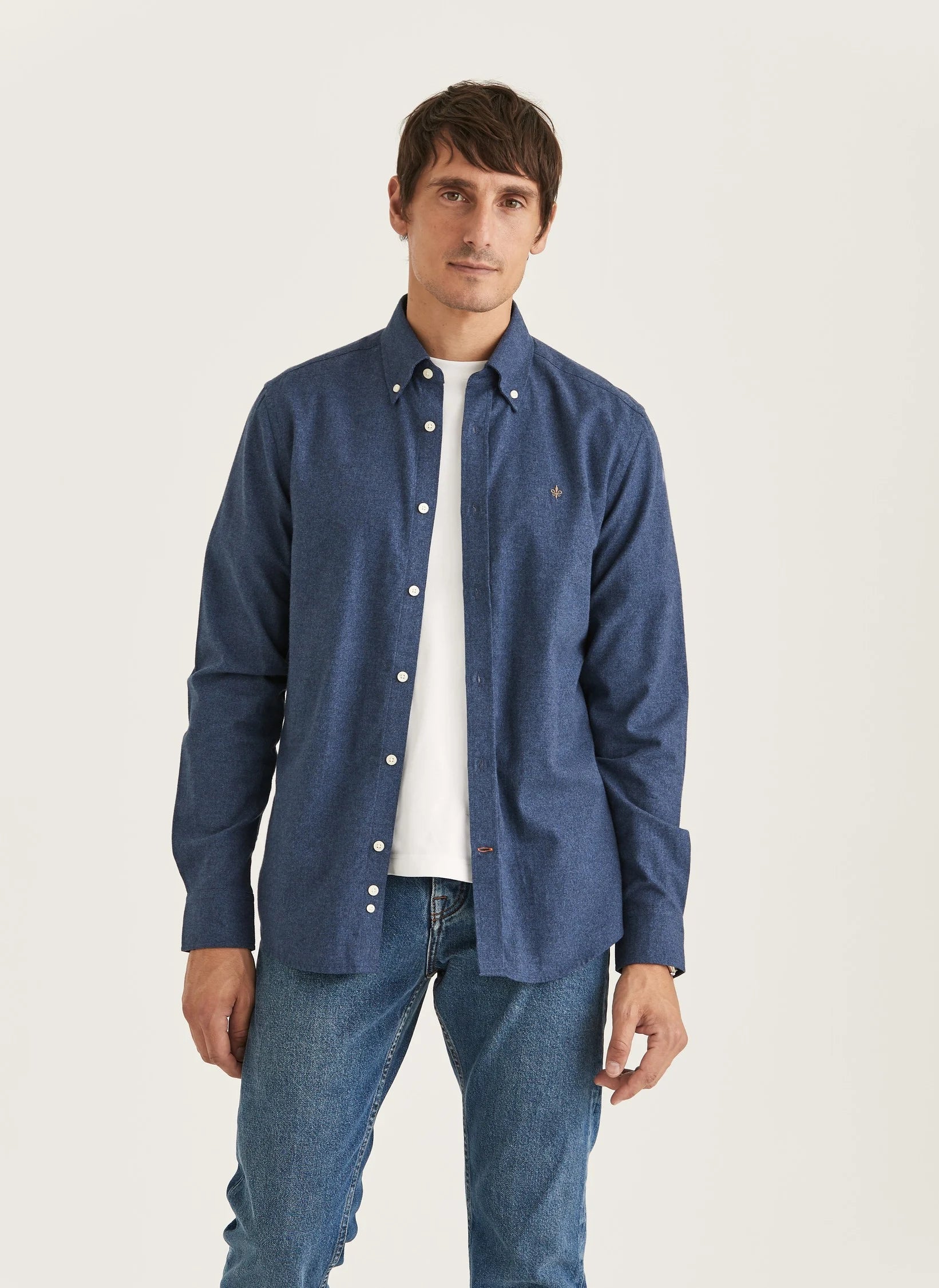 Watts Flannel Shirt, Slim Fit, Navy