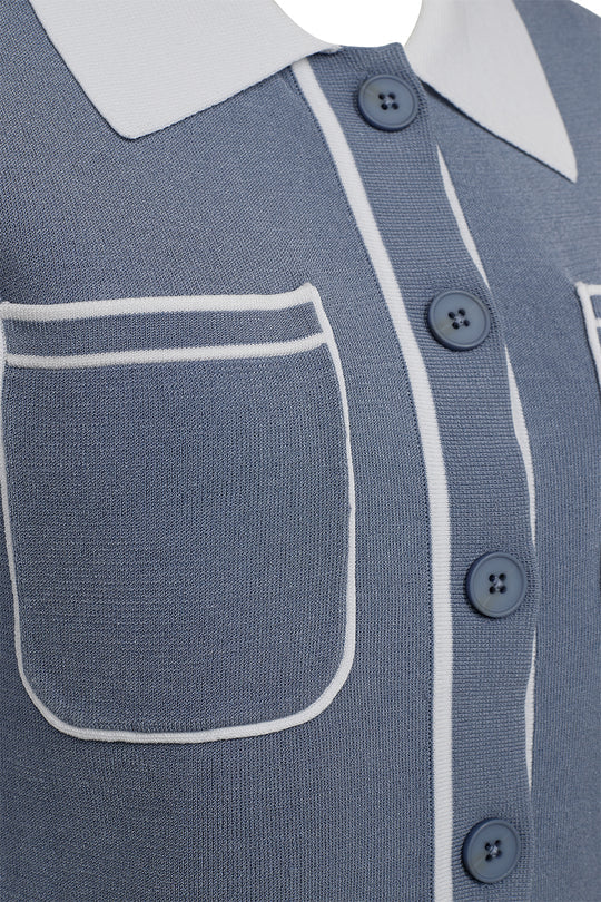 Vigga Contrast Polo, Grey Blue Sky/Whisper White