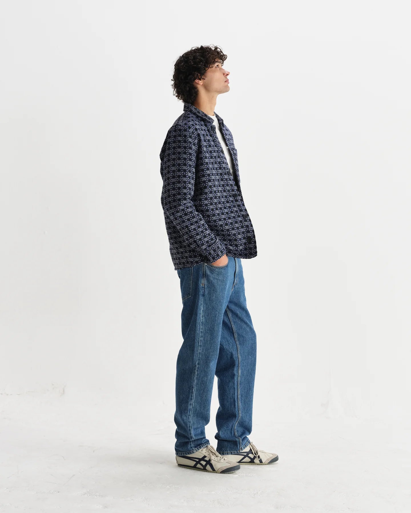 ROCKLEY GEOMETRIC JACQUARD OVERSHIRT, NAVY