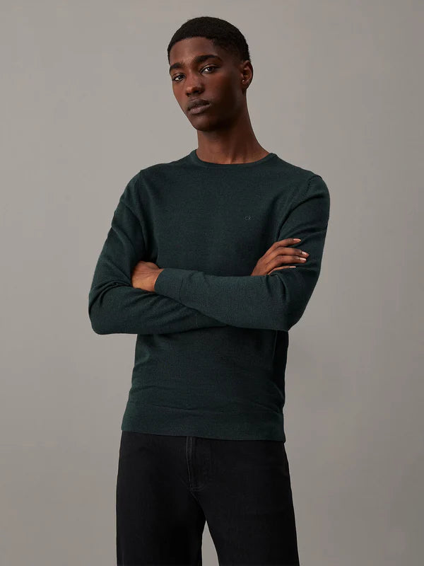 MERINO RWS C-NK SWEATER, MIDNIGHT FOREST HEATHER