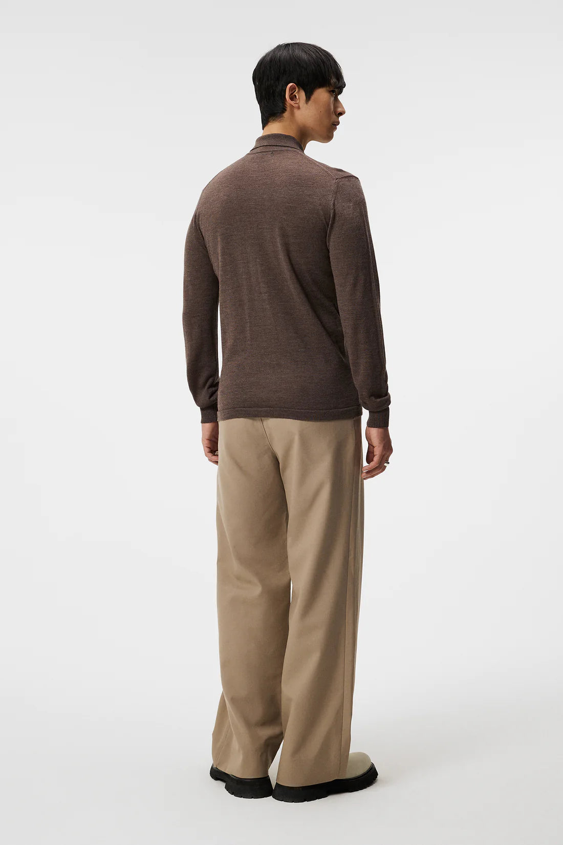 Nyle Light Merino Zip Cardigan, Walnut Melange