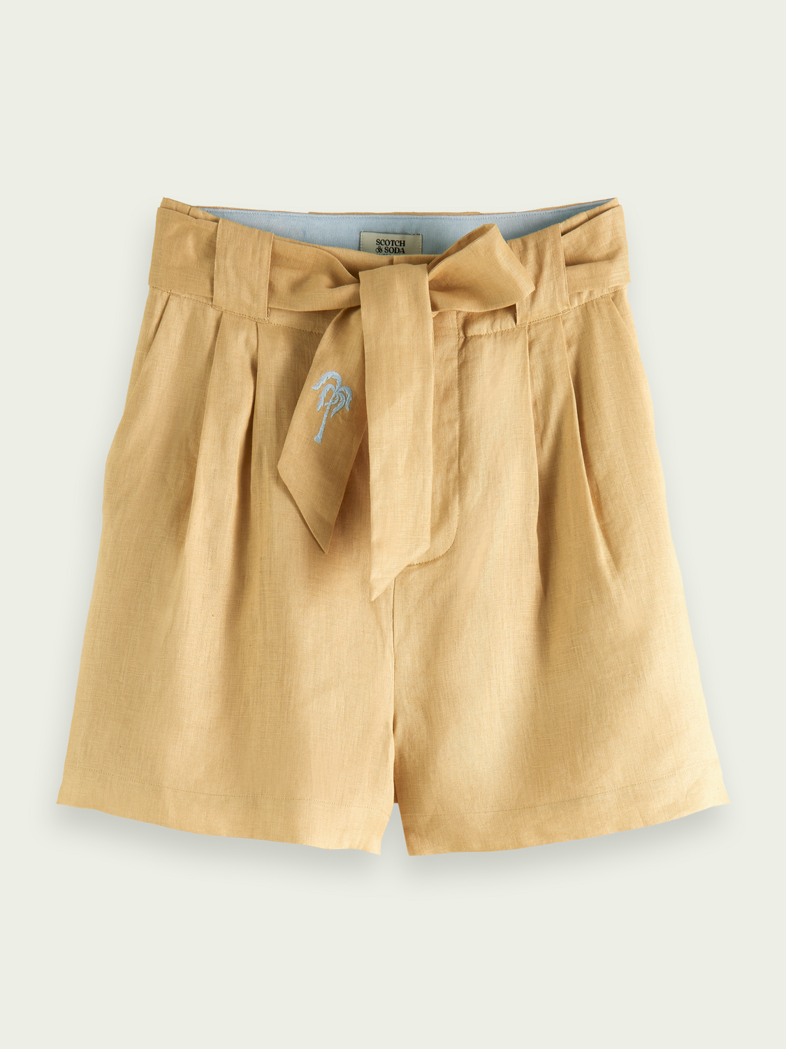 High-rise Linen shorts, desert