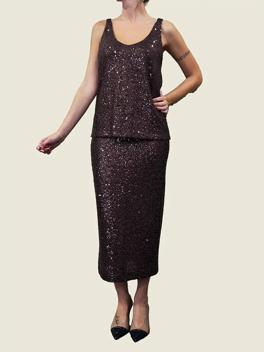 Palliet Pencil Skirt, Moro