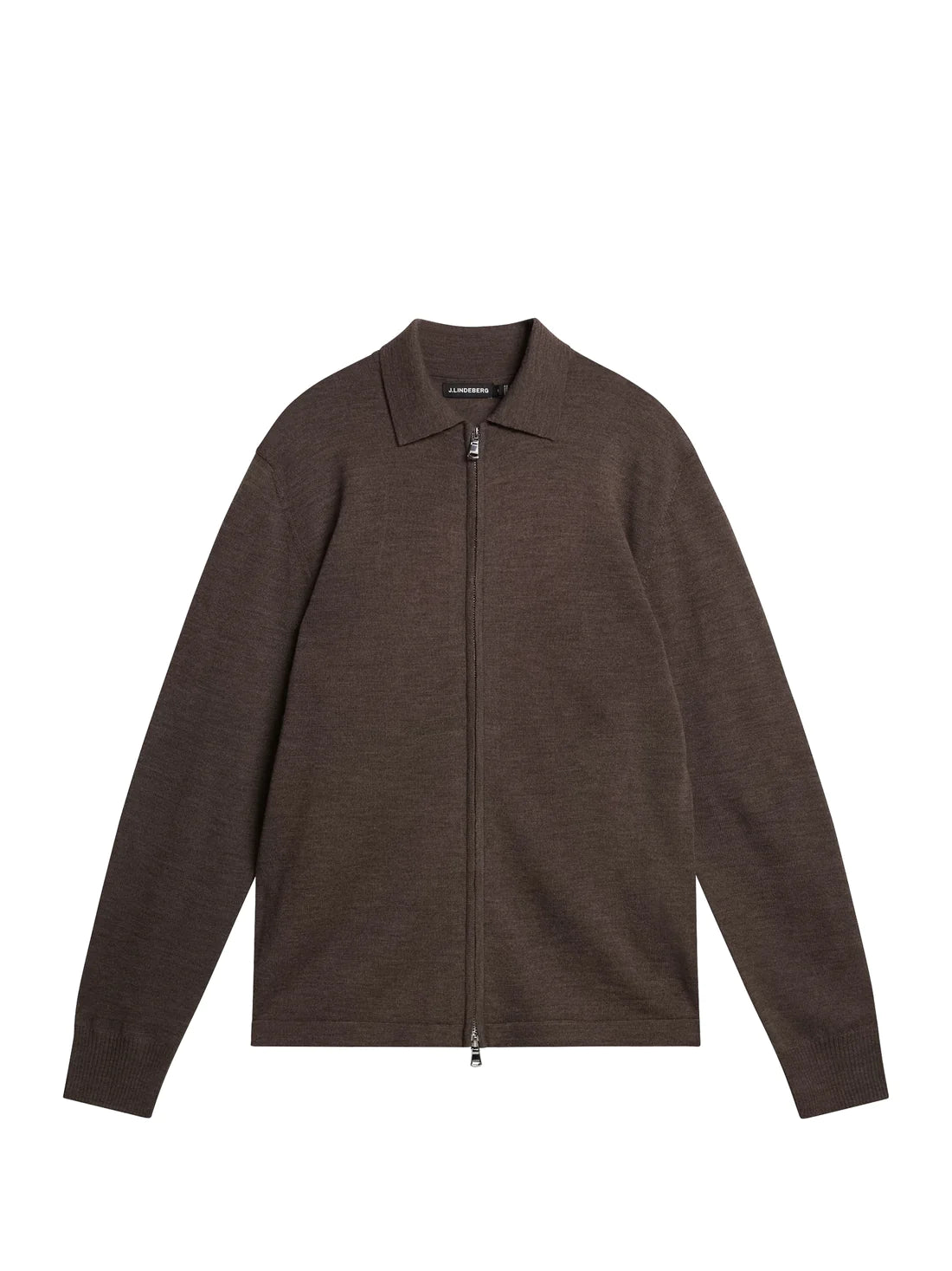 Nyle Light Merino Zip Cardigan, Walnut Melange
