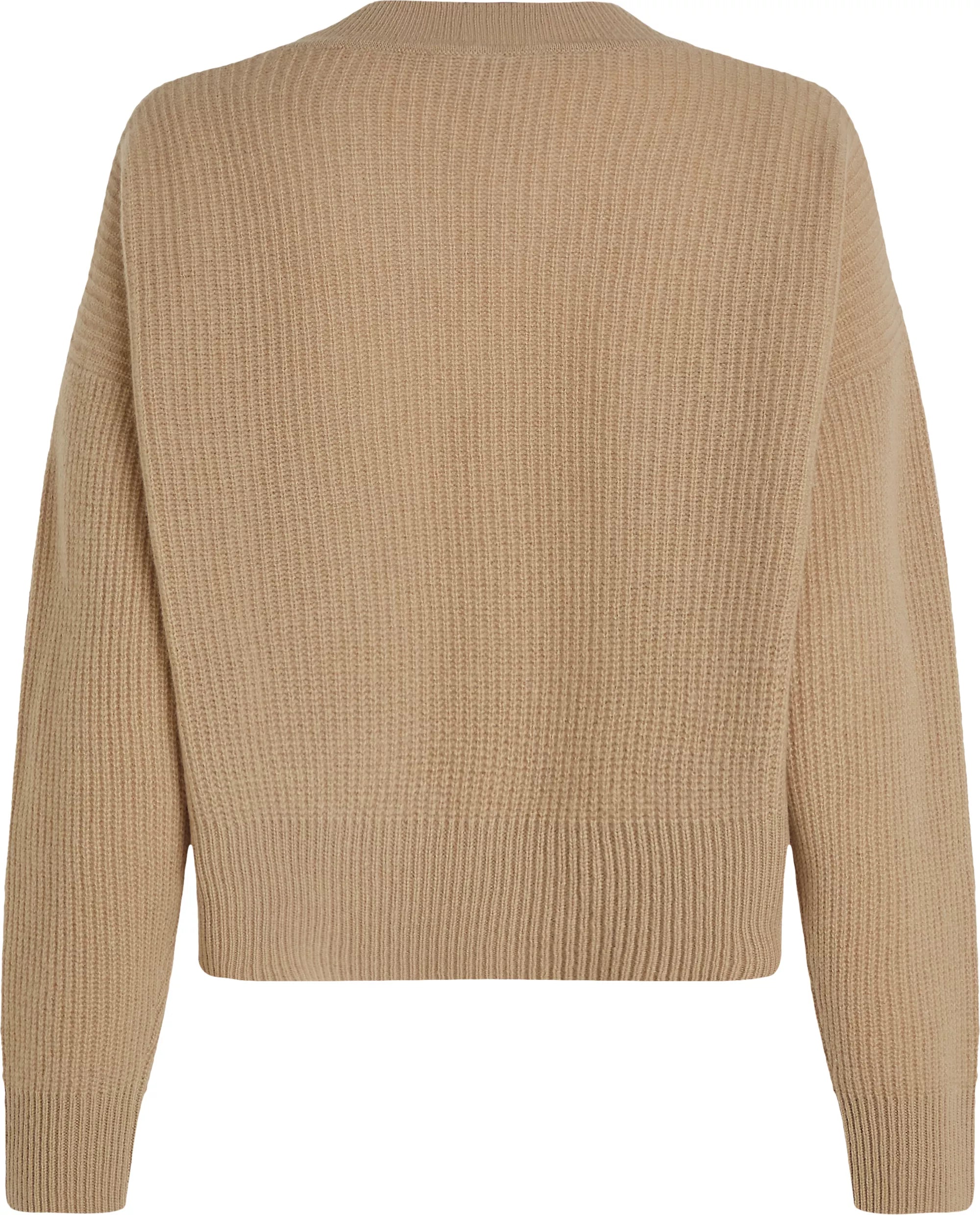 TH Script Soft Wool V-NK Sweater, Beige