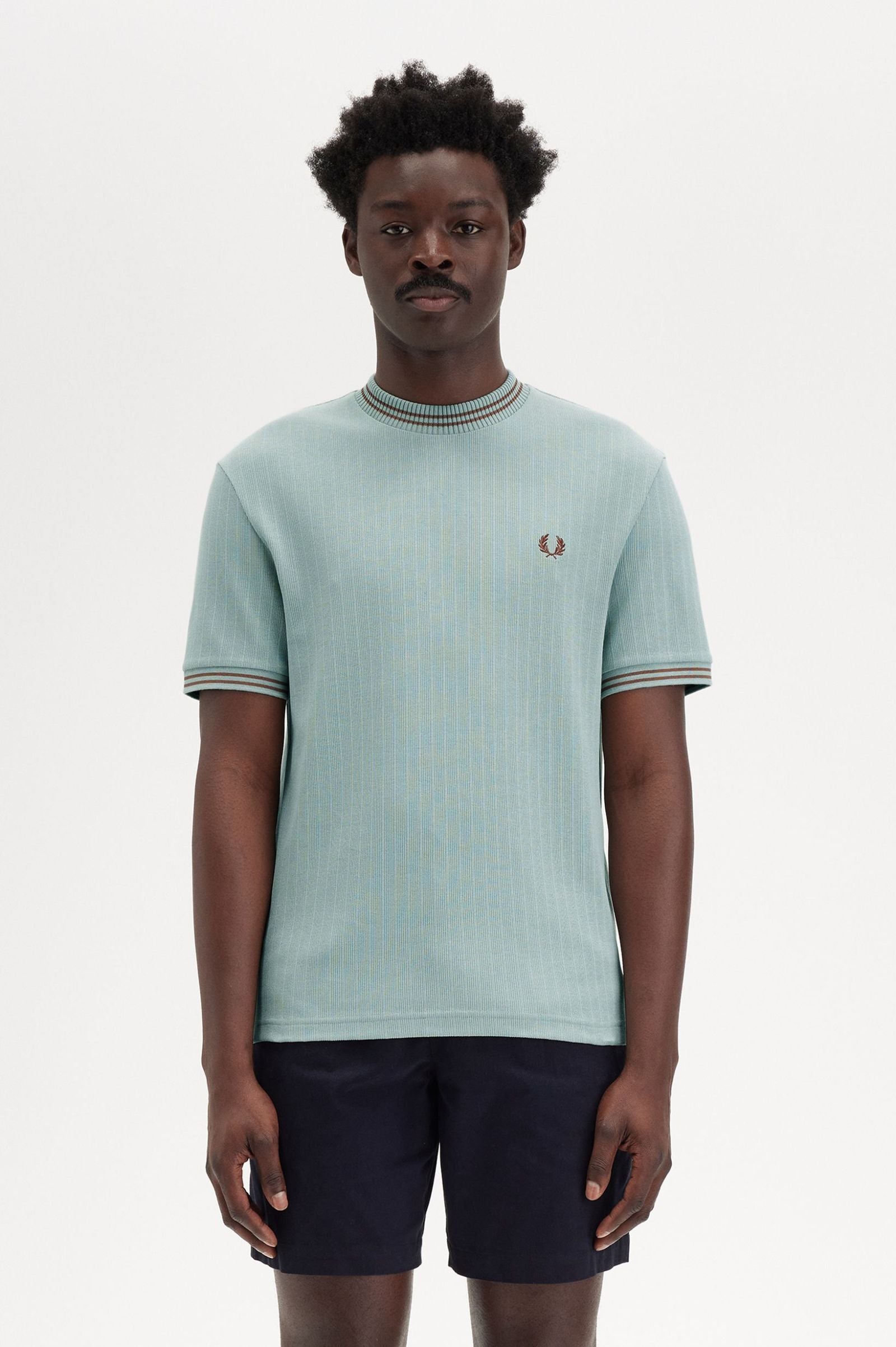 Ribbed Jersey T-Shirt, Silver Blue