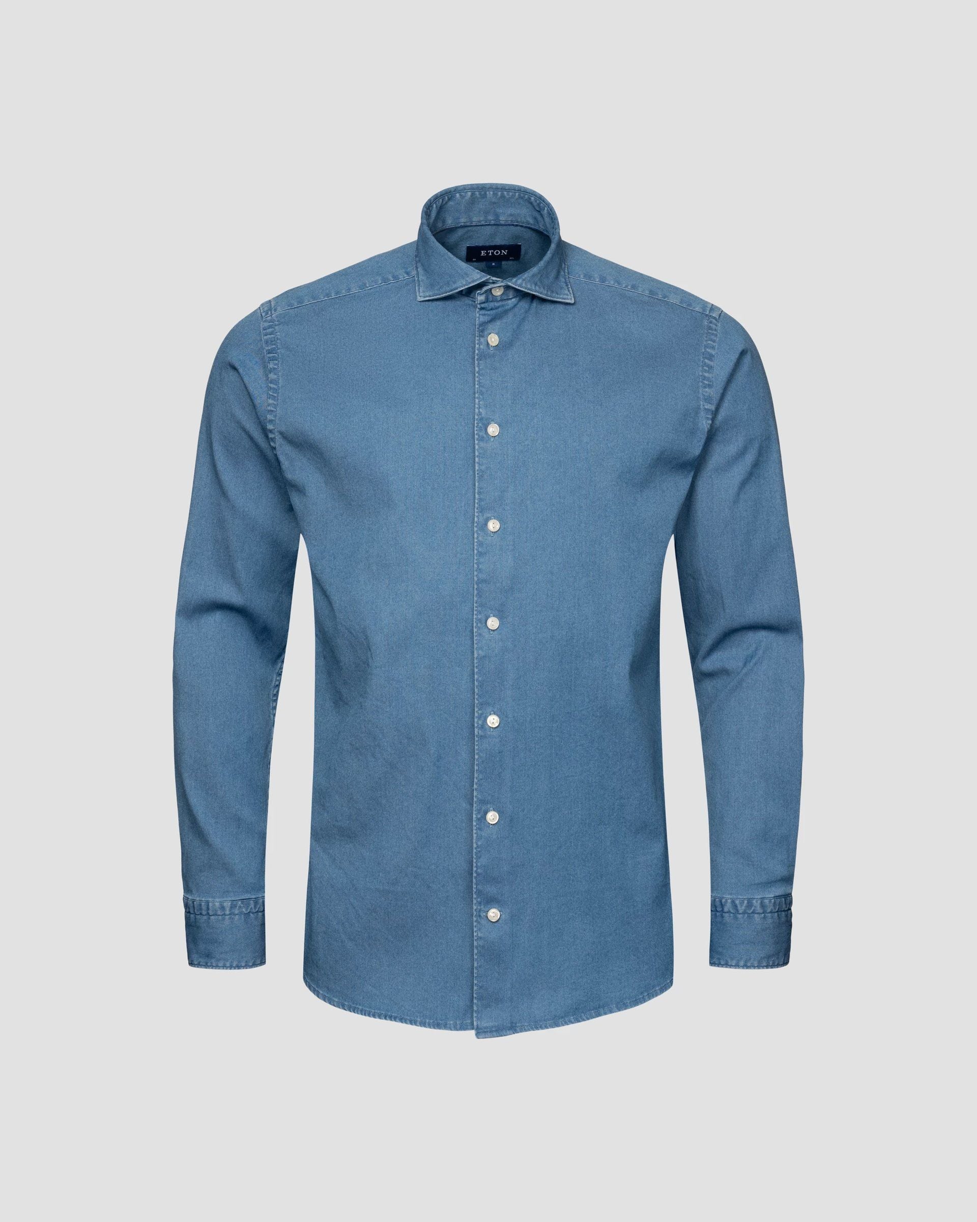 Stretch Denim Shirt, Light Blue