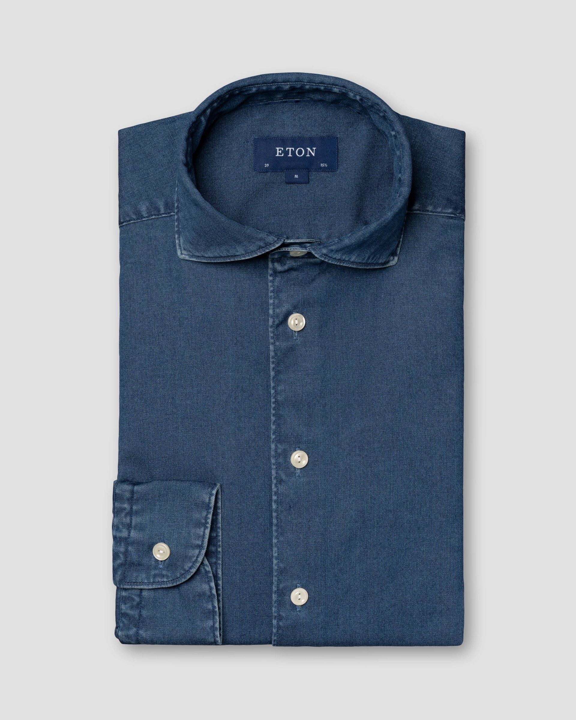 Denim Stretch Shirt, Slim, Navy Blue