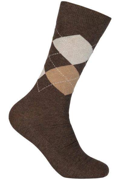 TRUE ANKLE ARGYLE SOCKS, BROWN MELANGE