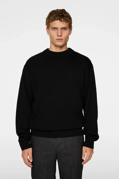 KINO MERINO CREW NECK SWEATER, BLACK