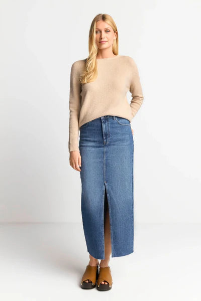 COZY CREW NECK KNIT, CAFFEE LATTE