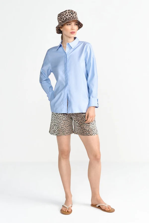 Leopard Print Denim Shorts, Caffee Latte