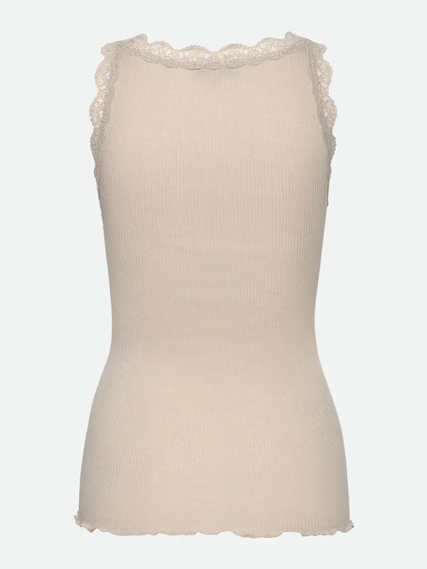 RWBalta Modal SL Lace U Neck top, Cacao