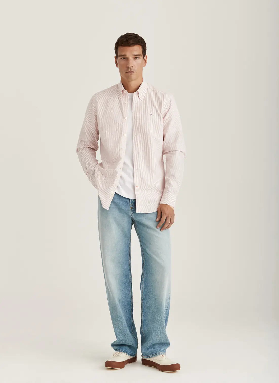 Douglas Oxford Stripe Shirt, Slim, Orange