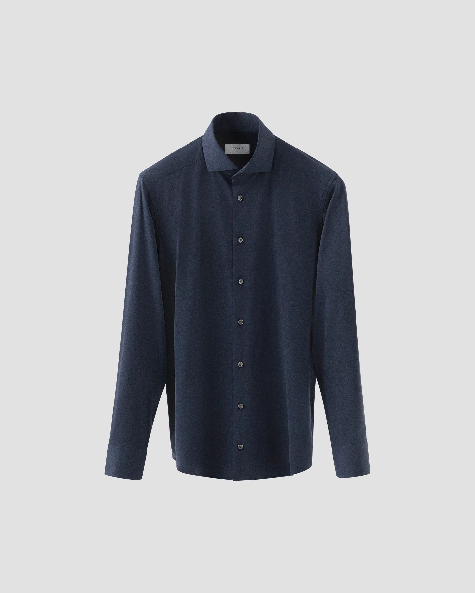 Melange Four-Way Stretch shirt, Slim, Navy Blue