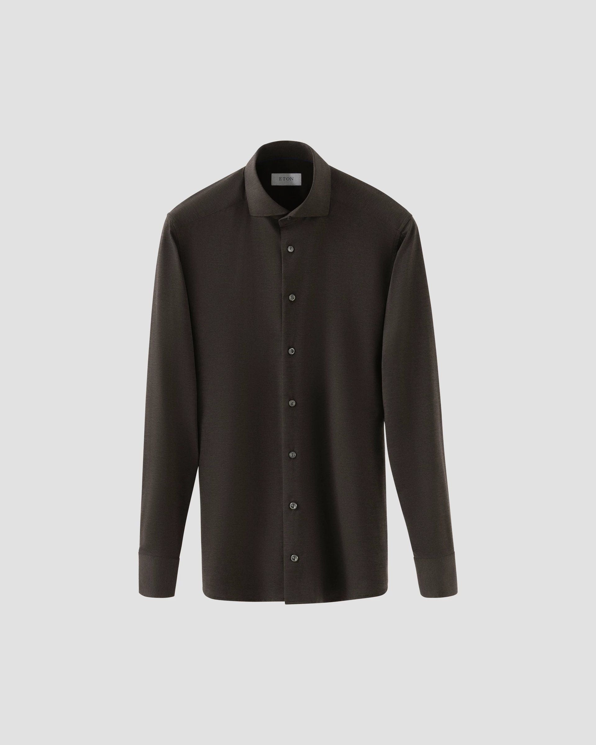 Melange Four-Way Stretch shirt, Slim, Dark Brown