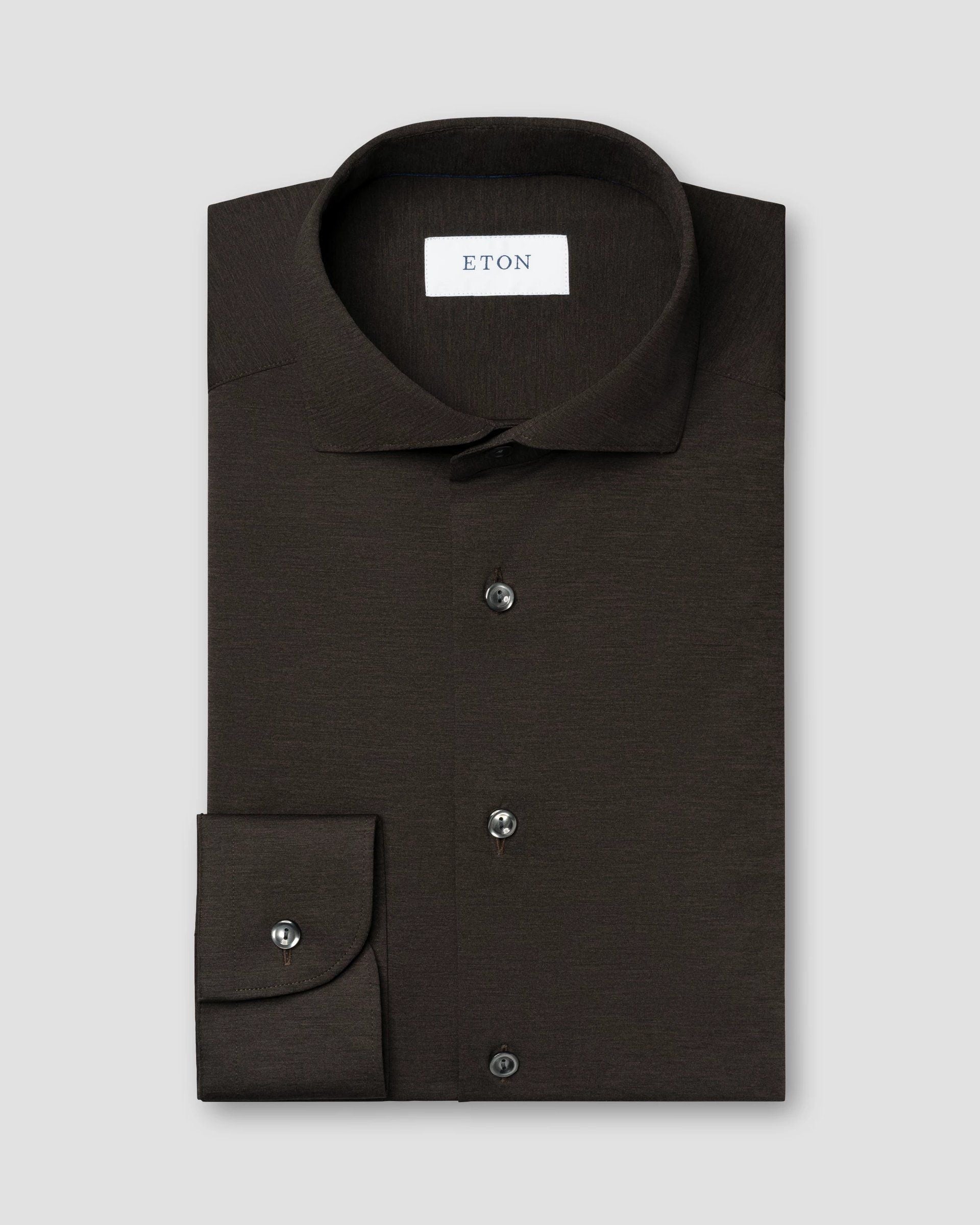 Melange Four-Way Stretch shirt, Slim, Dark Brown