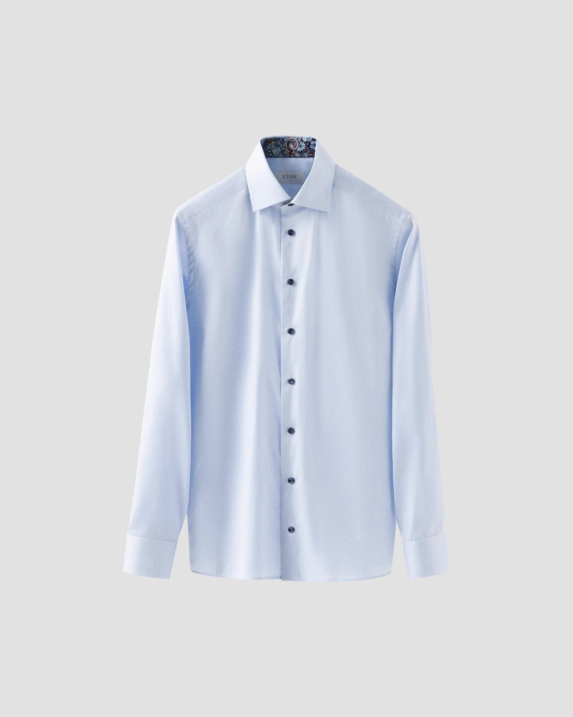 Floral Effect Signature Twill, Slim, Light Blue