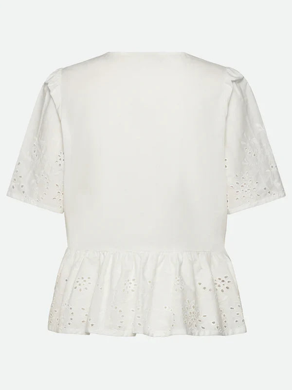 LAUREN SS REGULAR BLOUSE, NEW WHITE