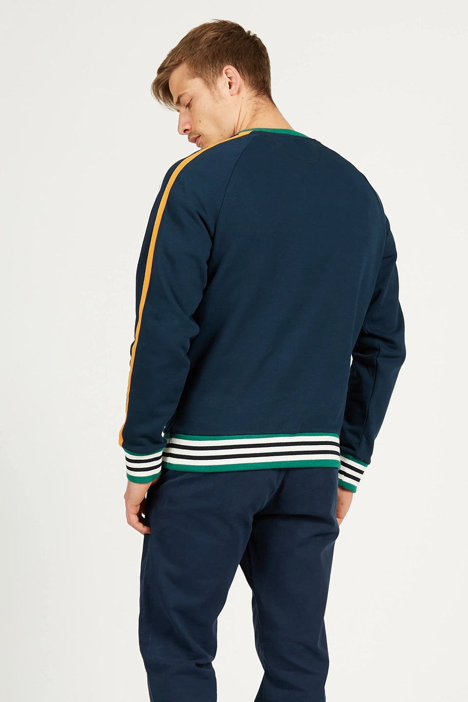Man fleece crew neck blended, navy