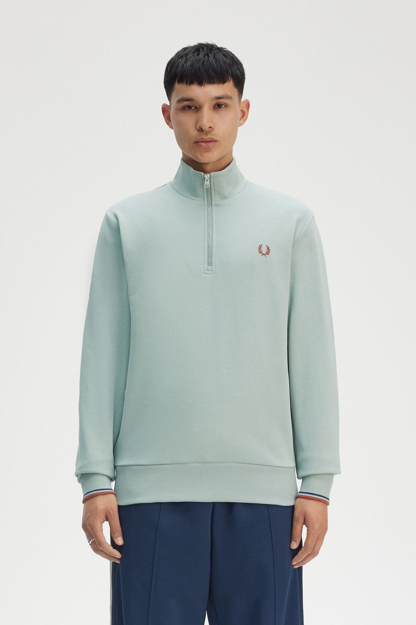 Half Zip Sweatshirt, Silver Blue