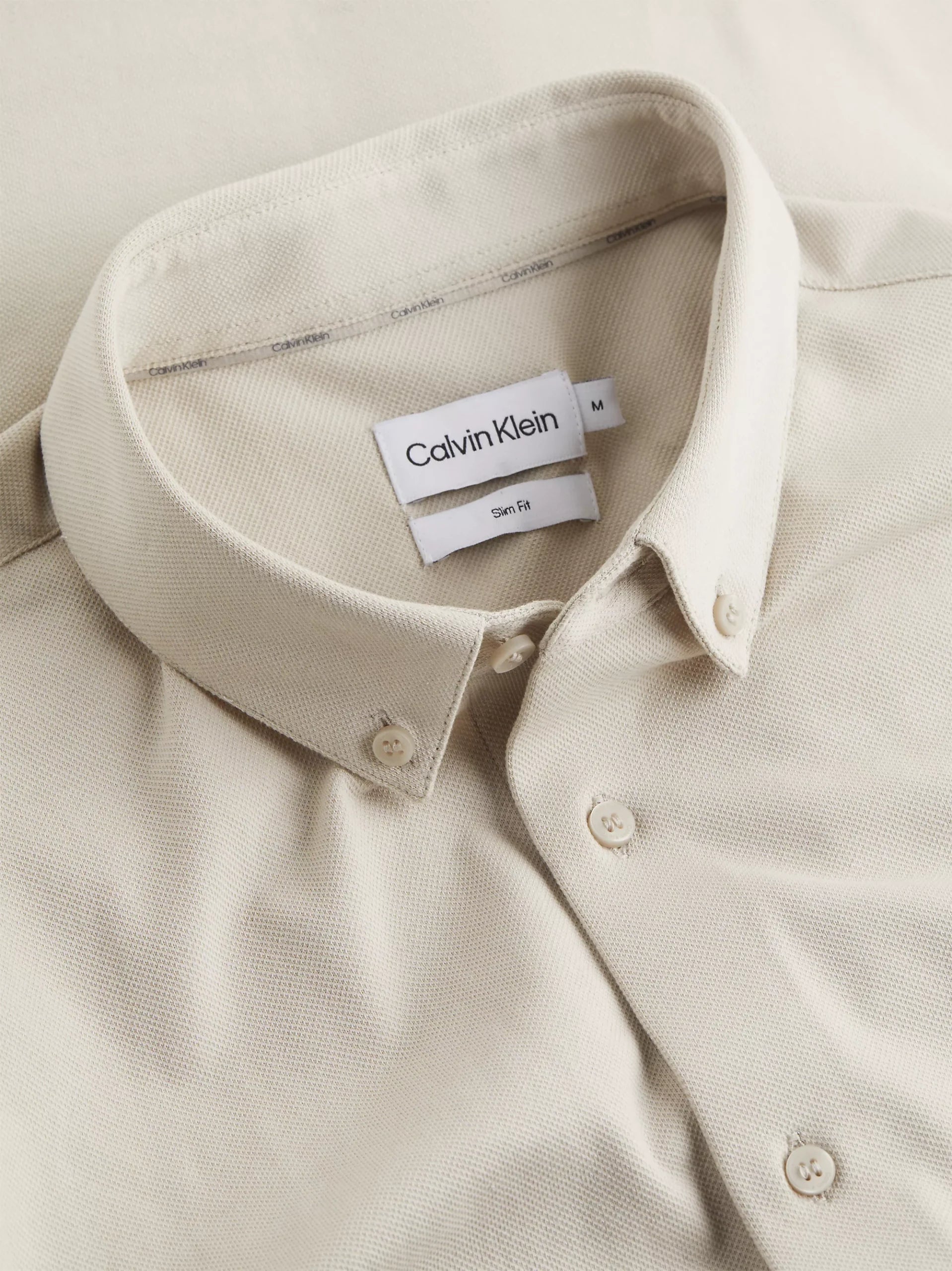 Pique Jersey Slim Shirt, Stony Beige