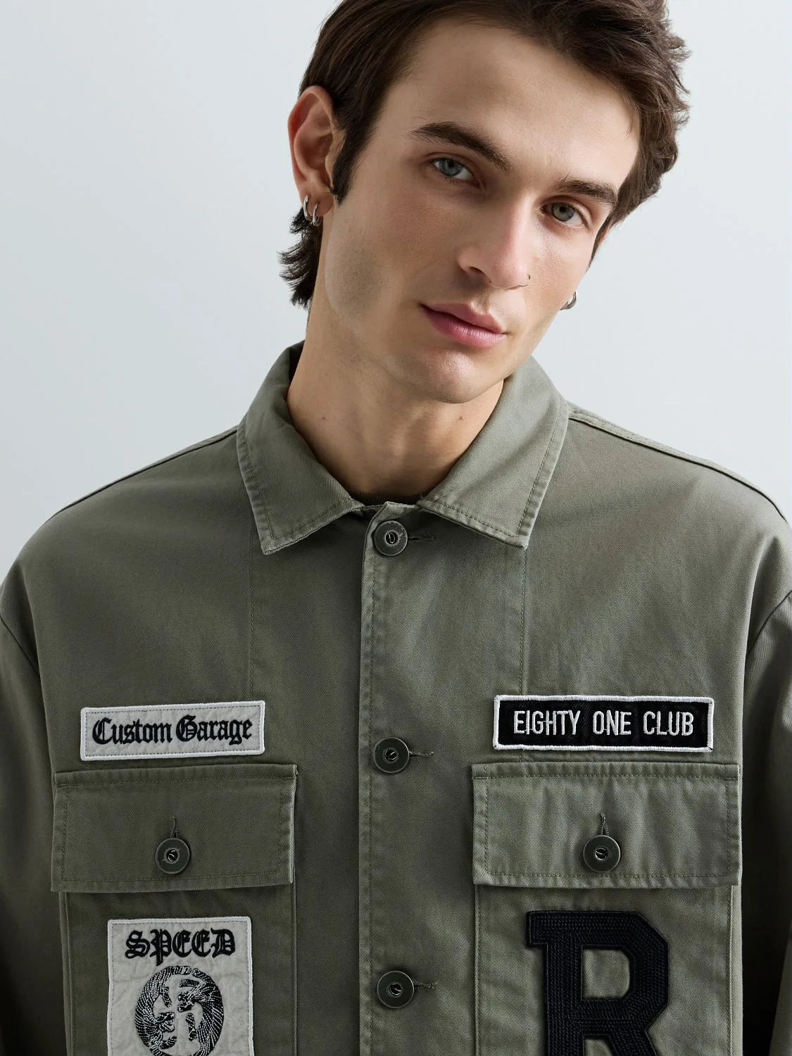 OVERSHIRT W/PATCH, LIGHT MILITARY