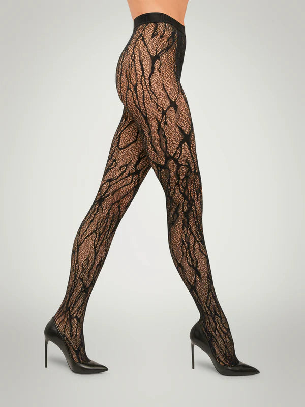 SNAKE LACE TIGHTS, BLACK