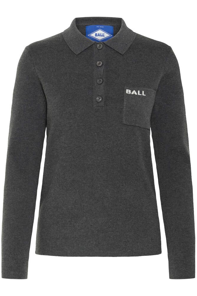 Bamarietta Knit Polo, Dark Grey Melange