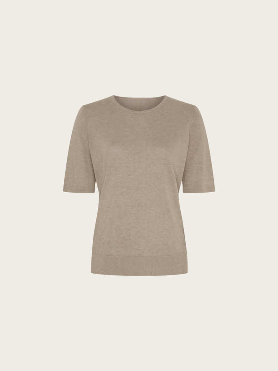 PL SILK CASHMERE TOP, TAUPE