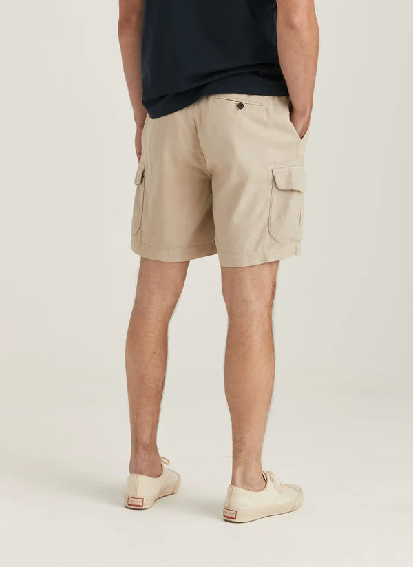 CARGO LINEN SHORTS, KHAKI
