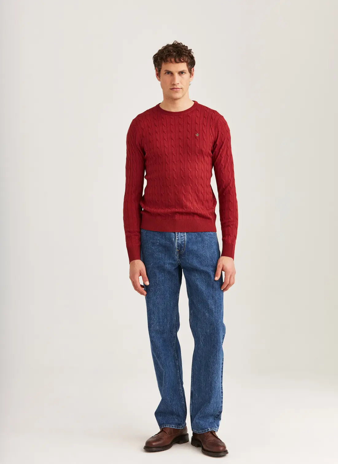 MERINO CABLE KNIT, RED