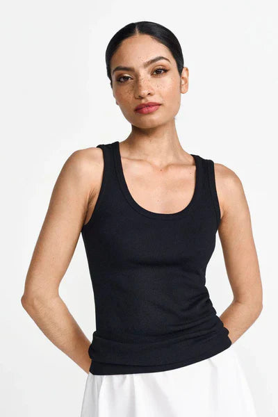 ORGANIC RIB TANK TOP, BLACK