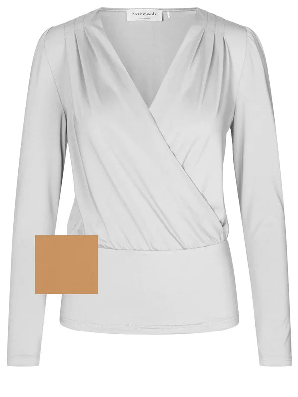 V-NECK BLOUSE, ALMOND