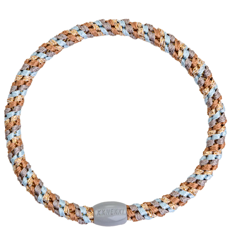 SLIM HAIR TIE, NOUGAT BABY BLUE MIX