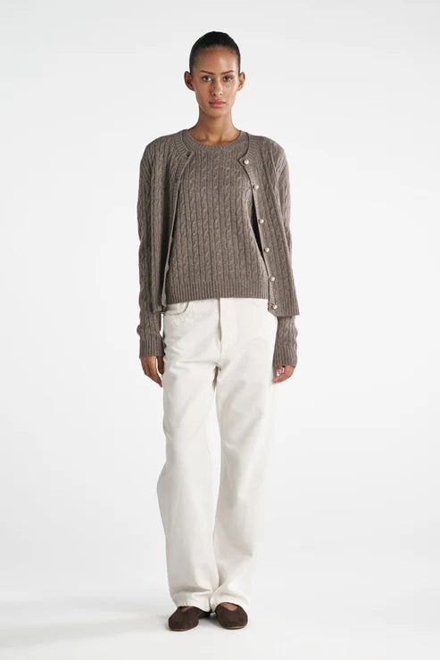 ODESSA CARDIGAN, BROWNSTONE