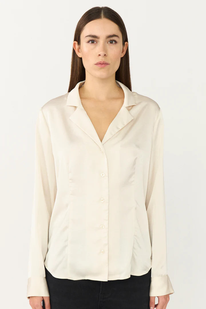 PD-Iris Satin Shirt, Whisper White