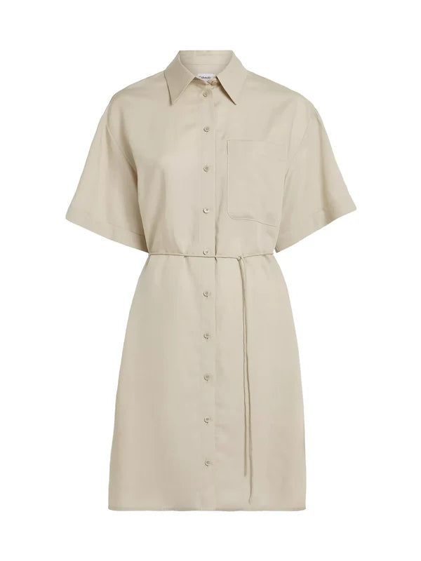 LINEN BLEND RELAXED SHIRT DRESS, PEA PEYOTE