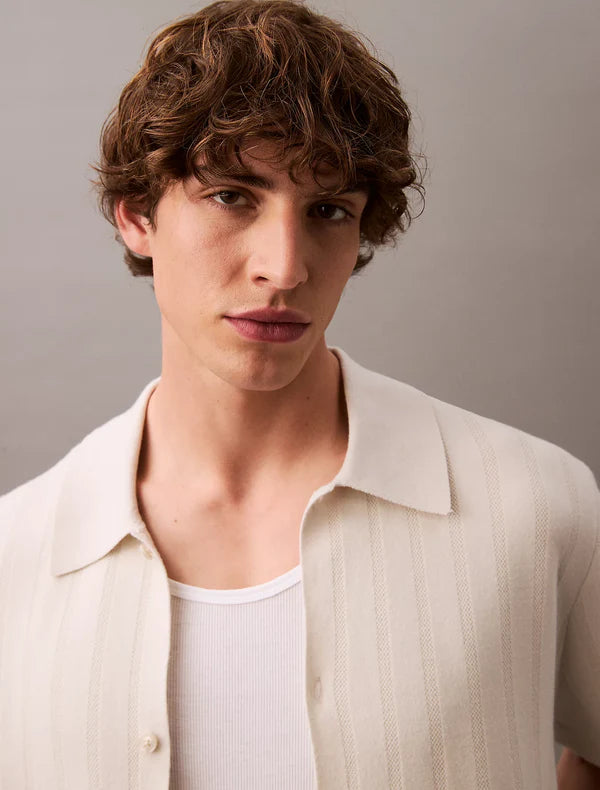 SS JACQUARD MESH SHIRT SWT, SILVER BIRCH