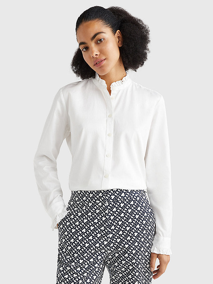 CO 2-tone frill shirt, ecru