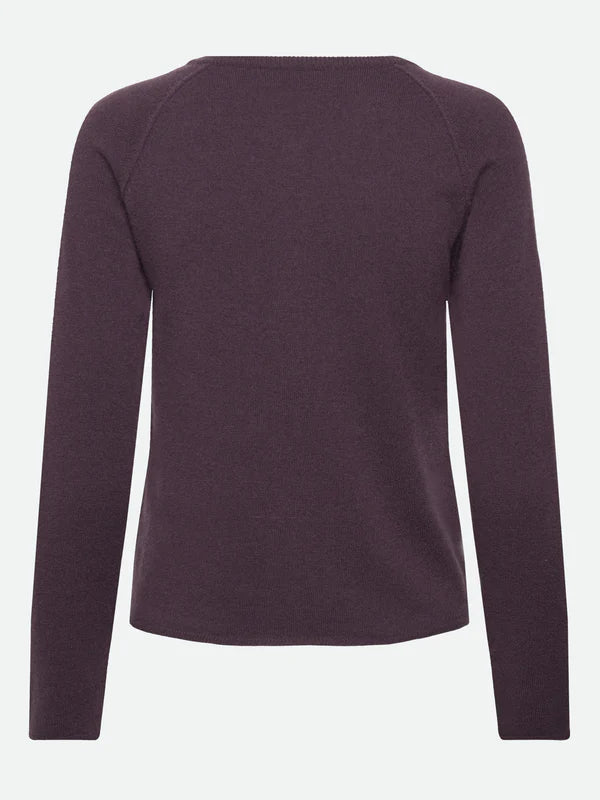 RWLaica LS Oneck Raglan Cardigan, Plum Perfect