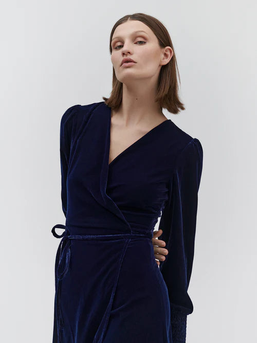 Aomi Wrap Dress, Navy